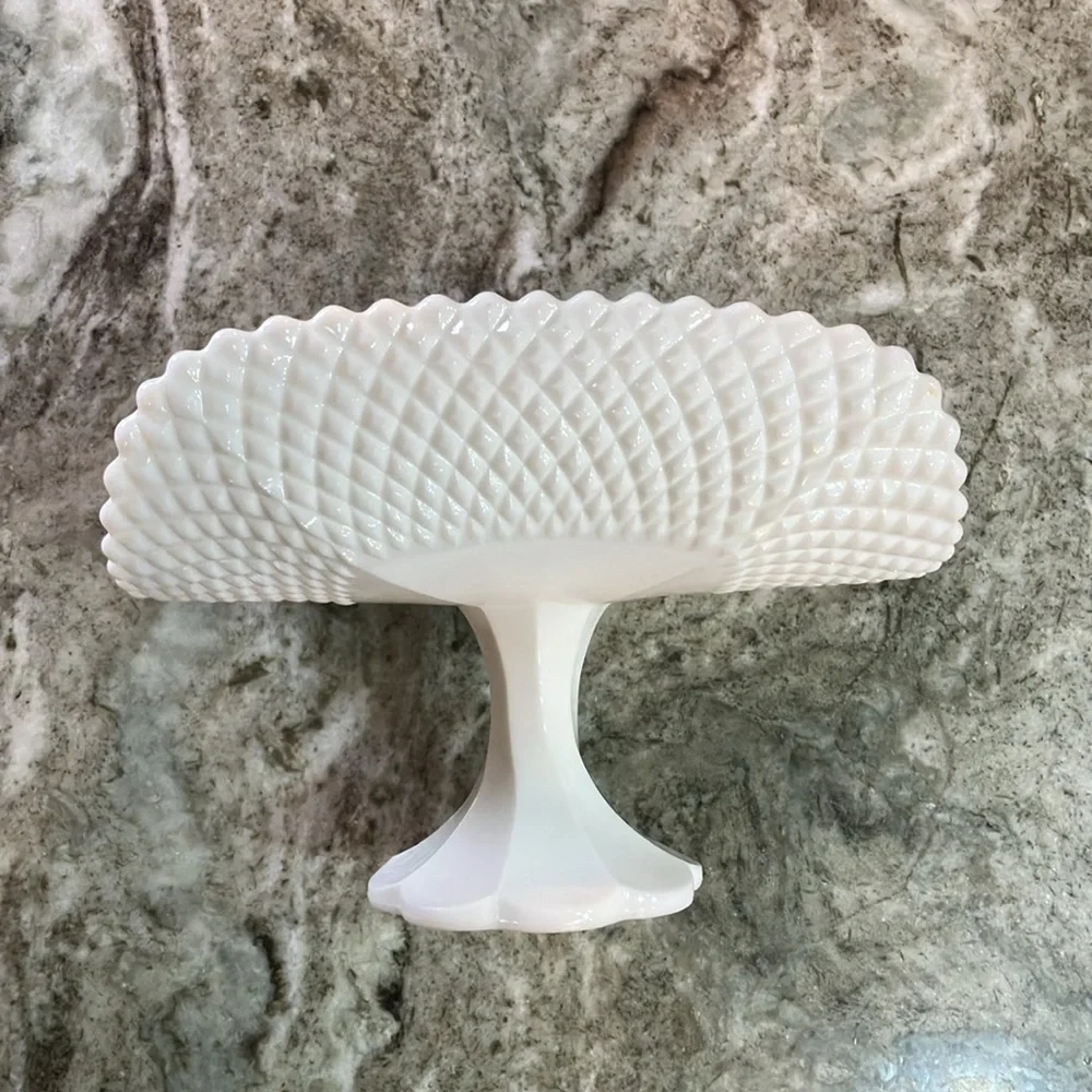 Vintage Milkglass Banana Boat Diamond Pattern